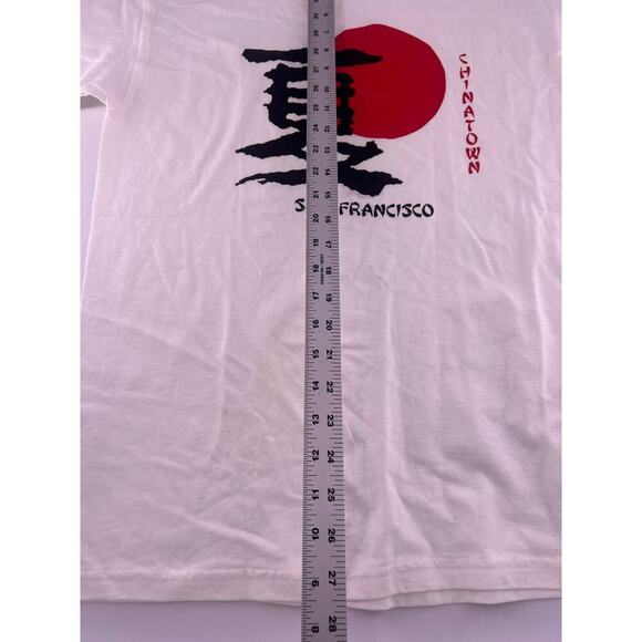 Vintage Hanes Heavyweight Chinatown San Francisco Tshirt Mens Medium White Black - Picture 3 of 7